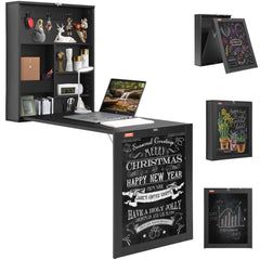 Bostome wall mounted folding desk with integrated chalkboard and space-saving design.