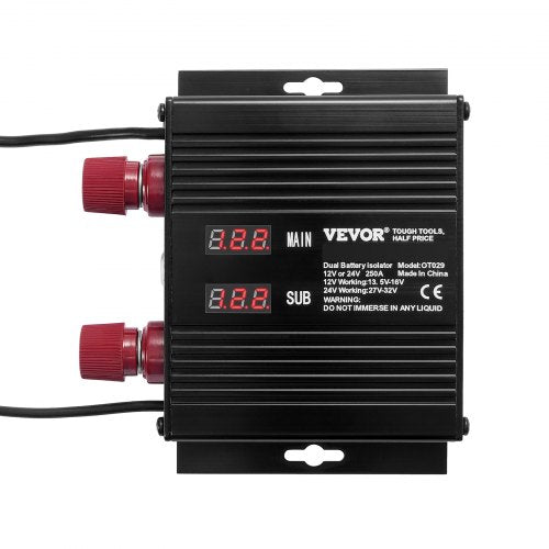 Bostome 250A Dual Battery Smart Isolator with LCD screen and dual LED voltage displays.