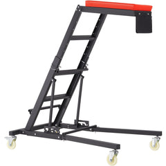Black adjustable automotive top creeper with red padded seat, 400 lbs capacity, and wheels.