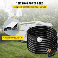 Bostome 10FT 50 Amp Generator Extension Cord with twist-lock connectors and durable copper cable.