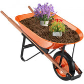 Bostome Garden Wheelbarrow Cart with ergonomic handle and solid foam tire for easy hauling.
