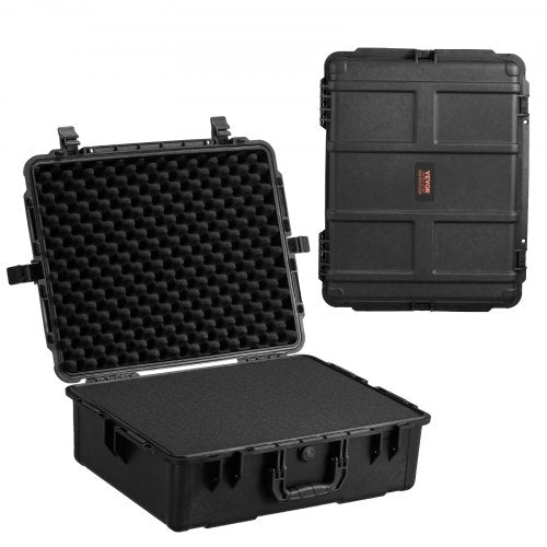 Bostome 2.4 Cu.ft weatherproof hard case with foam lining and wheels for easy transport.