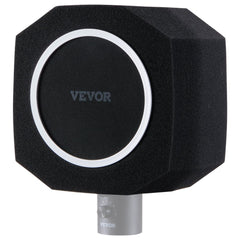 Black octagonal high-density foam microphone isolation ball with VEVOR branding and stand mount.