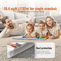 Gray and brown non-slip rug pad, 0.24" thick, measuring 25" x 94.5" made of polyester.