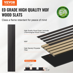 Black Oak wood slat acoustic panel, 94.5"x7.9", designed for sound absorption and wall decor.