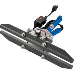 Blue handheld 16-inch stainless steel heat sealer with power cord and controls.