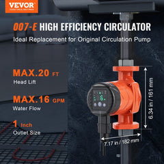 High efficiency cast iron circulator pump with ECM motor and five control modes.