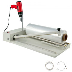 Bostome 18" I-Bar Shrink Wrap Sealer Machine with heat gun, sturdy iron build and adjustable settings.