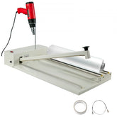 24-inch I-Bar shrink wrap machine with 800W sealer, red heat gun, and film roll.