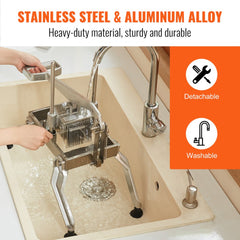 Bostome Commercial Vegetable Slicer with stainless steel blades for uniform slicing of vegetables.