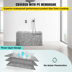 Rectangular 38.2" EPS composite shower seat with waterproof membrane and sturdy design.