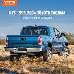 Chrome steel rear step bumper designed for 1995-2004 Toyota Tacoma with anti-slip step pad.