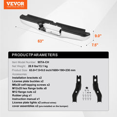 Chrome steel rear step bumper for 1995-2004 Toyota Tacoma with anti-slip step pad.