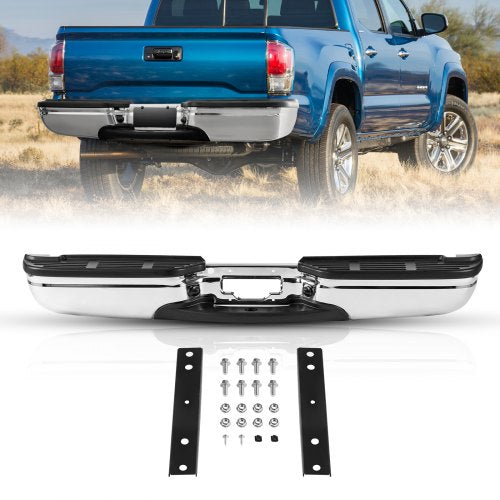 Chrome steel rear step bumper designed for 1999-2007 Ford F250/F350 Super Duty trucks.