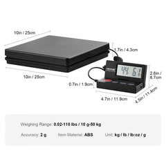 Bostome Digital Shipping Scale with foldable LCD, measures up to 110 lbs for accurate weighing.
