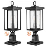 Two 17.72-inch outdoor lamp post light fixtures with a dusk-to-dawn sensor.