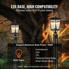 Two Bostome outdoor lamp post lights with a sleek design and dusk-to-dawn sensor.