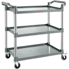Gray 3-tier Bostome utility cart with wheels and handles.