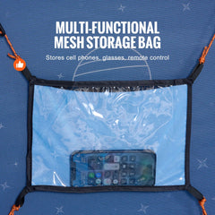 Black 4-door breathable bed tent with blackout fabric and fiber poles for privacy.