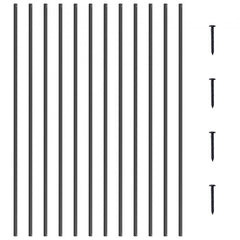 Matte black aluminum stair balusters, 44 inches tall, in an 11-pack with square design.