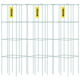 Set of three green PVC-coated steel tomato cages measuring 14.6 by 39.4 inches each.