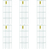 Green PVC-coated steel tomato cages with a 3-tier square design for plant support.