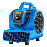 Blue Bostome floor blower air mover with handle, control knob, power cord, and adjustable grille.