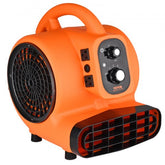 Orange Bostome 1/4 HP portable air mover fan with adjustable angles and controls.