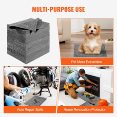 Bostome Universal Absorbent Pads in a 100-pack, featuring reusable 13" x 10" polypropylene mats.