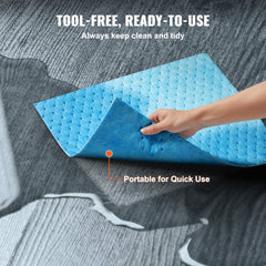 Bostome water absorbent spill pads in a 30-pack with a portable dispenser for easy access.