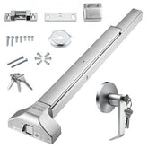 31-inch stainless steel push bar panic exit device with keys and mounting hardware.