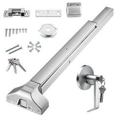 31-inch stainless steel push bar panic exit device with keys and mounting hardware.