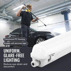 Four 4-foot LED vapor tight lights with durable housing and glare-free illumination.