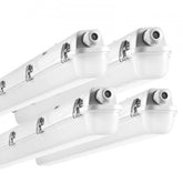 Four Bostome 4FT LED vapor tight lights in a pack, featuring a durable waterproof design.