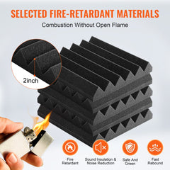 Bostome Acoustic Foam Panels in a 36 pack, each 12x12x2 inches, designed for soundproofing.