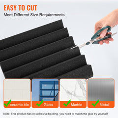 Bostome Acoustic Foam Panels in a 36 pack, each 12x12x2 inches, designed for soundproofing.