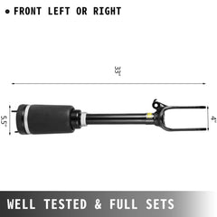 Front left or right air suspension strut for Mercedes W164 GL350/GL450, 84 cm long with black rubber bellows.