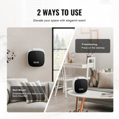 Image showing Bostome scent diffuser mounted on wall and placed on table in room settings.