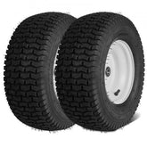 Bostome 16x6.5-8" tubeless lawn mower tires with steel rims and patterned tread, 2-pack.
