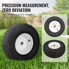 Bostome 16x6.5-8" tubeless lawn mower tires with steel rims, designed for reliable performance.