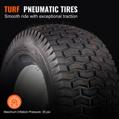Bostome 16x6.5-8" tubeless lawn mower tires with steel rims, designed for riding mowers.