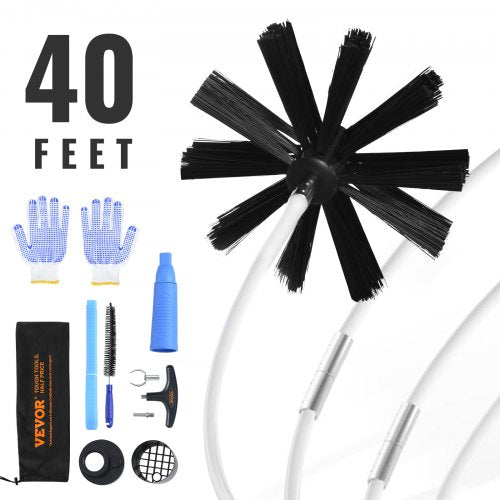 Bostome 40FT Dryer Vent Cleaner Kit with 29 nylon brushes and extendable rods for duct cleaning.