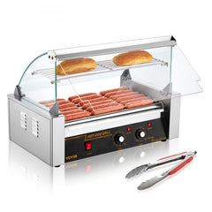 Bostome Hot Dog Roller with 7 stainless steel rollers and dual temperature control knobs.