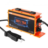 Bostome 36V 18A golf cart battery charger with aluminum housing and smart charging features.