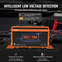 Bostome 36V 18A golf cart battery charger with smart design for lead-acid and LiFePO4 batteries.