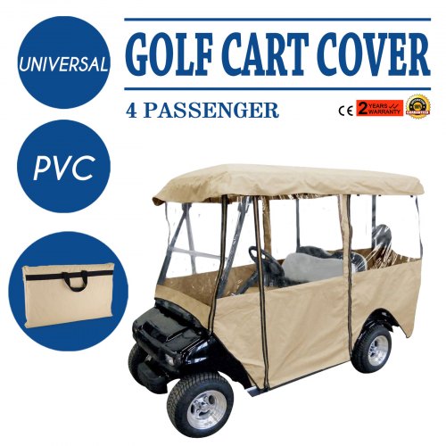 Bostome 4-person golf cart enclosure made of 300D waterproof material with clear windows.