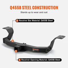 Black steel Class 3 trailer hitch with 2-inch receiver for 2017-2023 Honda CR-V