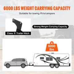 Class 3 trailer hitch with 2-inch receiver installed on a Jeep Grand Cherokee towing an RV.