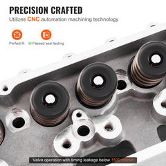 Bostome SBC aluminum cylinder head assembly for small block Chevrolet engines with CNC precision machining.