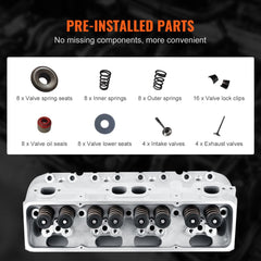 Bostome SBC aluminum cylinder head assembly for small block Chevrolet engines with CNC precision.